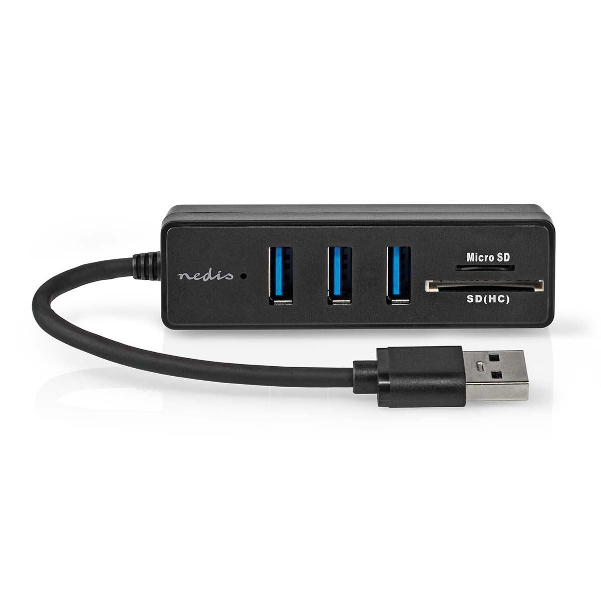 Nedis USB Hub | USB-A Male | 3x USB A Female | 5 port(s) | USB 3.2 Gen 1 | USB Powered | 5 Gbps | SD & MicroSD