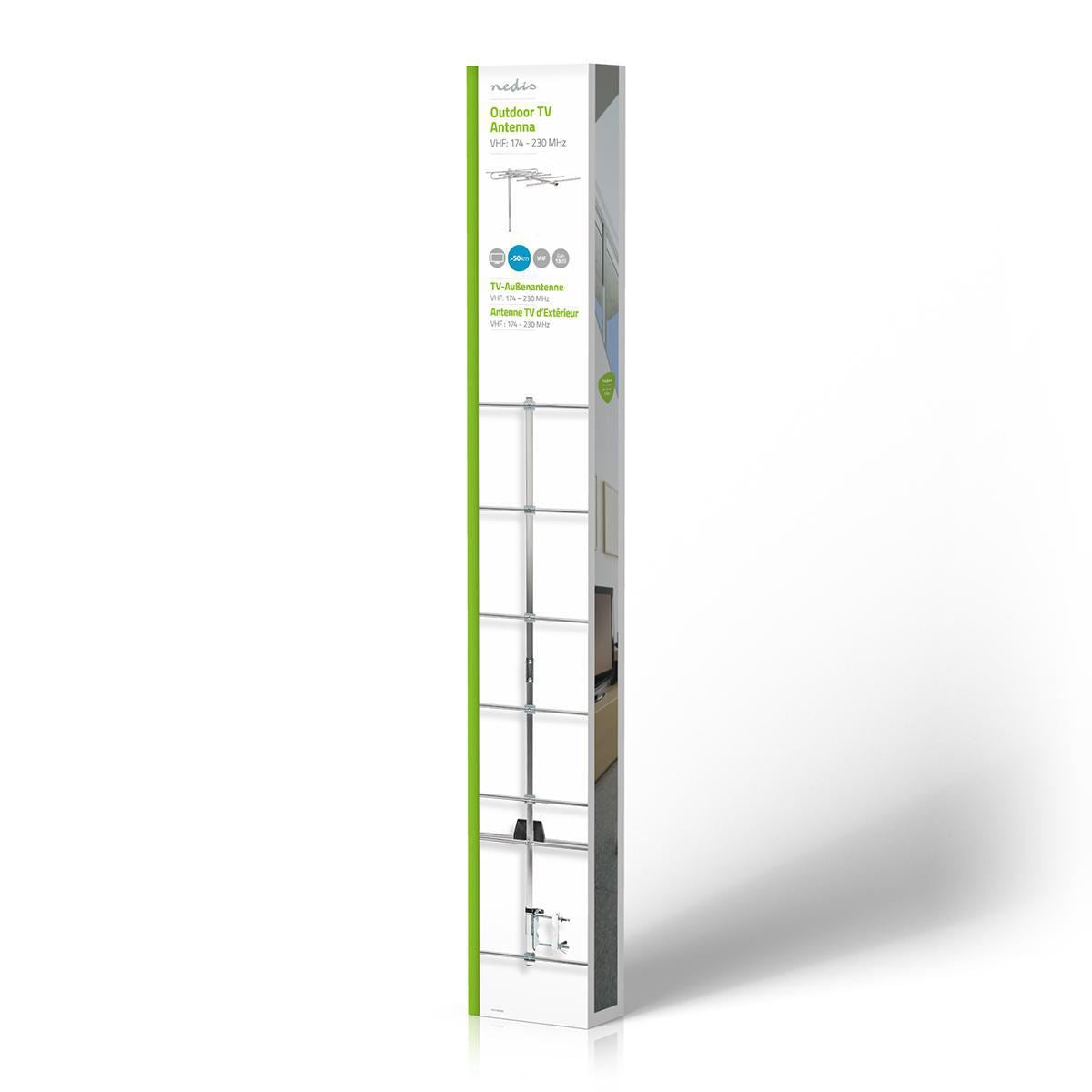 Nedis Outdoor TV Aerial Antenna 13dB 7 Element VHF Freeview Digital Foldable Design