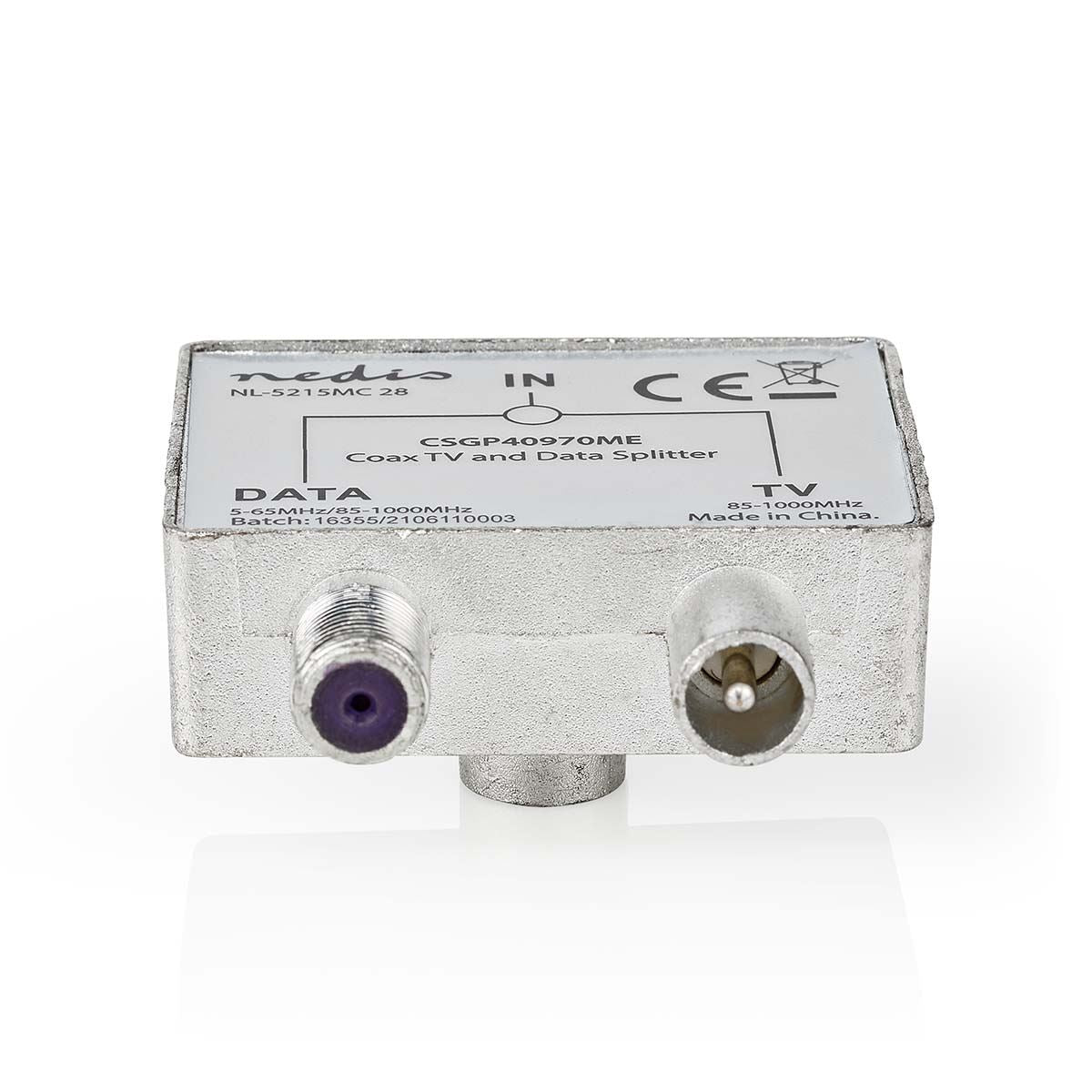 Nedis Satellite & Antenna Adapter | IEC (Coax) Female | F Female / IEC (Coax) Male | Nickel Plated | 75 Ohm | Straight | Metal | Metal / Silver | 1 pcs | Box