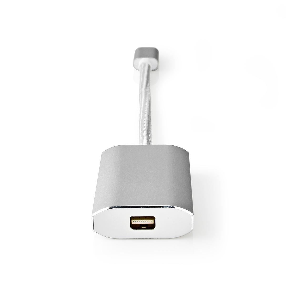 Nedis USB-C™ Adapter | USB 3.2 Gen 1 | USB-C™ Male | Mini DisplayPort Female | Power delivery | 0.20 m | Round | Gold Plated | Braided / Nylon | Silver | Cover Window Box