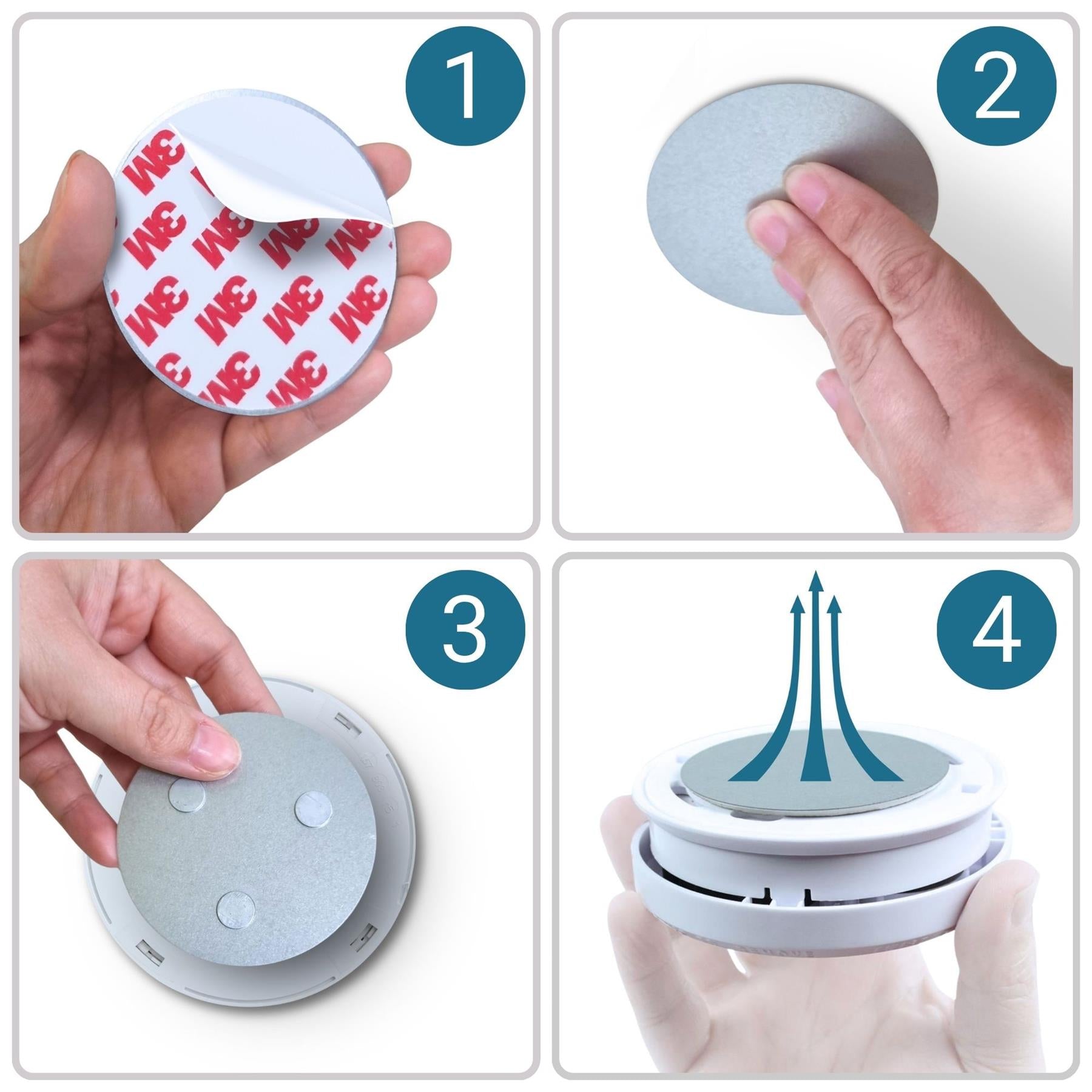 Ex-Pro Magnetic Holder for Smoke Detectors, Fire Alarms, Smoke Alarm, Round, 70mm  Diameter, Assembly without Tools