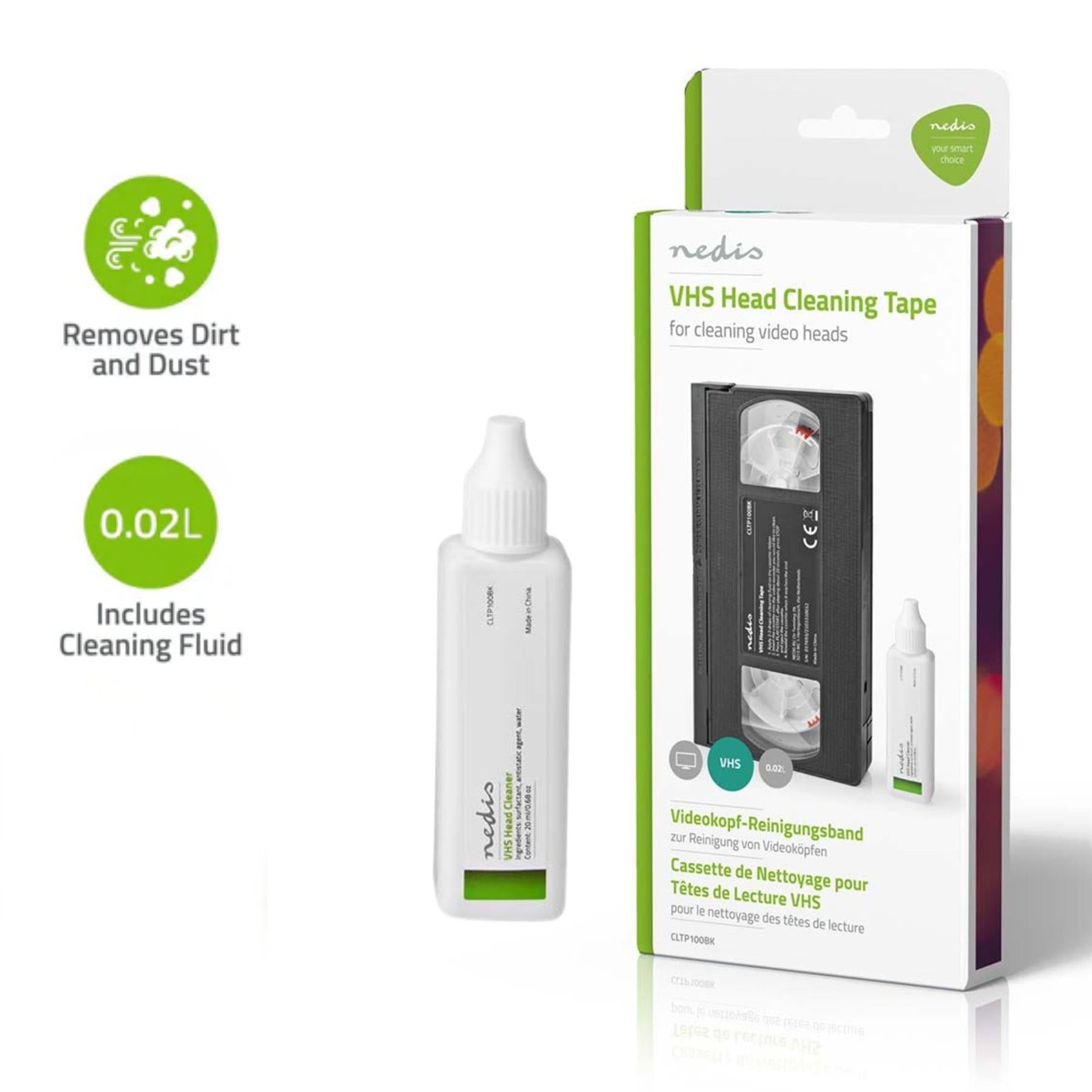 Nedis VHS Video Recorder / Player Head Cleaning Tape | 20 ml | VHS Heads | Black