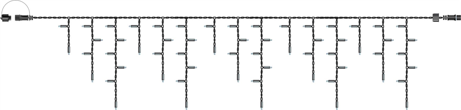 2m Easy-Connect Warm White 60 Icicle Lights Black Rubber With 60/40/20cm Drop