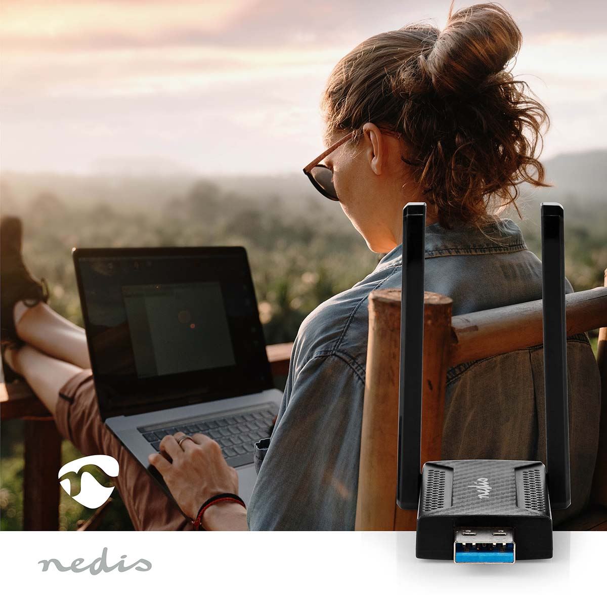 Nedis Network Dongle | Wi-Fi | AC1200 | 2.4/5 GHz (Dual Band) | USB3.0 | Wi-Fi speed total: 1200 Mbps | Windows 10 / Windows 11 / Windows 8