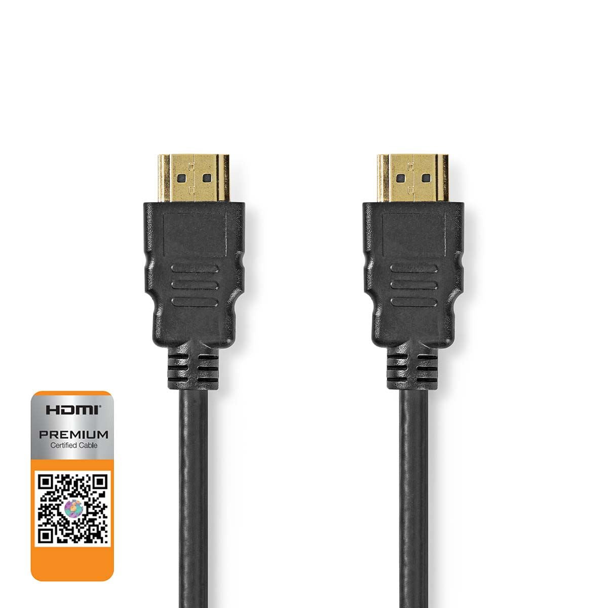 Nedis Premium High Speed HDMI™ Cable with Ethernet | HDMI™ Connector | HDMI™ Connector | 4K@60Hz | 18 Gbps | 2.00 m | Round | PVC | Black | Envelope