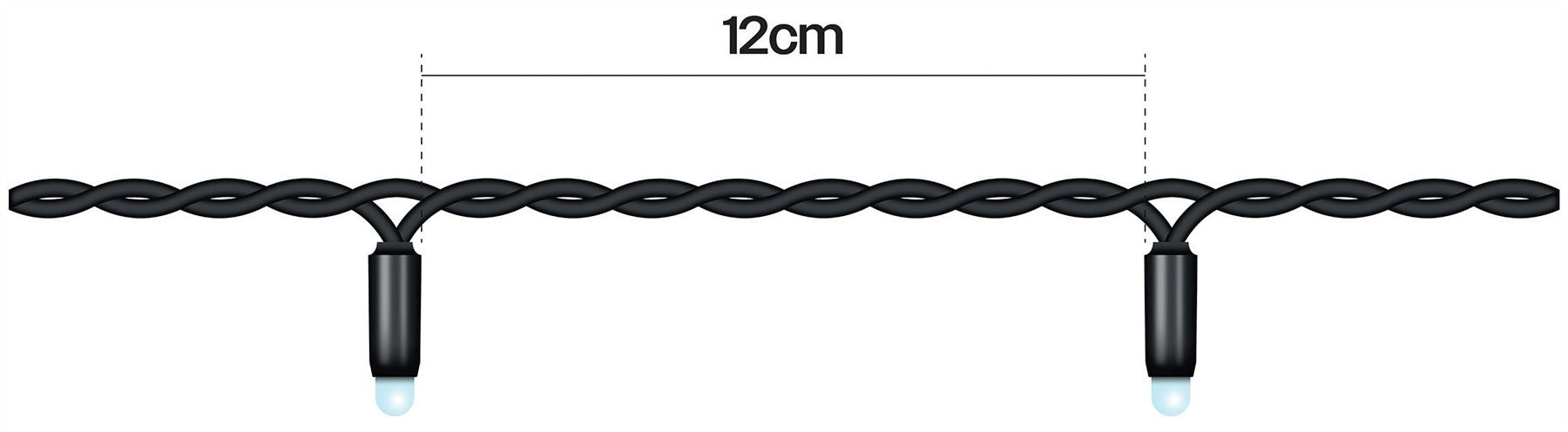 10m Easy-Connect Warm White 80 LED String Lights With Interconnectable Black Rubber Cable