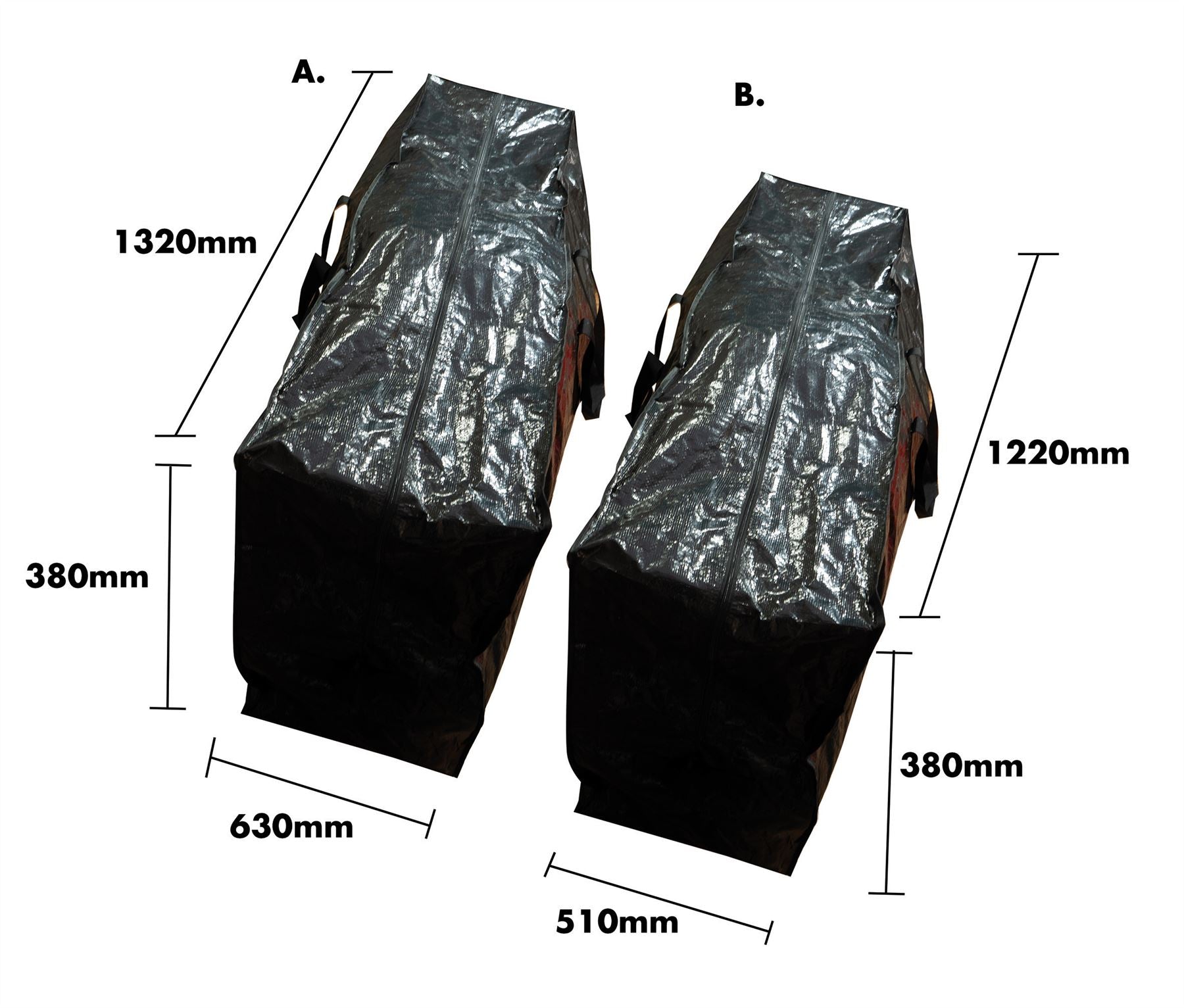 Multi Purpose Zip Up Storage Bags with Carry Handle, for Clothes, Bedding, Christmas Decorations etc. - 1 x Large & 1 x Small