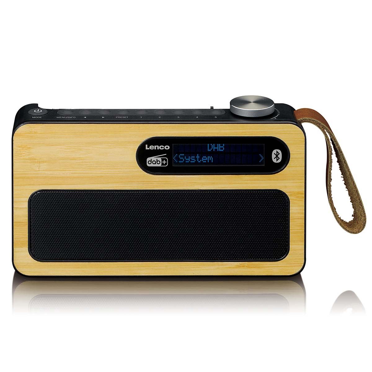 Lenco Portable DAB+ FM Radio with Bluetooth® Speaker | Bamboo & Black