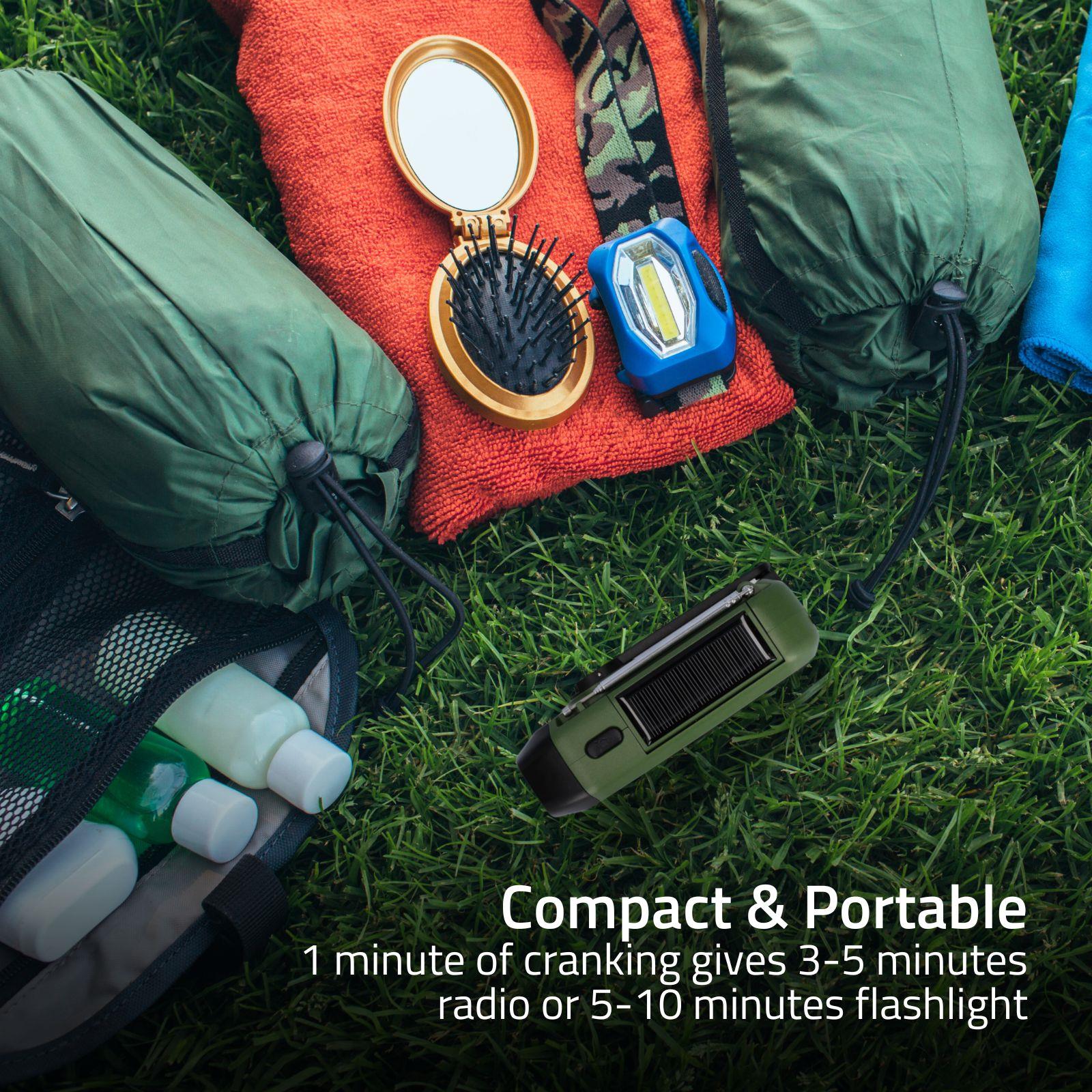 Nedis Portable Emergency DAB+/FM Wind Up Radio with Solar Panel & Hand Crank, with 2500mAh Rechargeable USB Power Bank, LED Torch & SOS Alarm, for Camping, Hiking & Outdoor