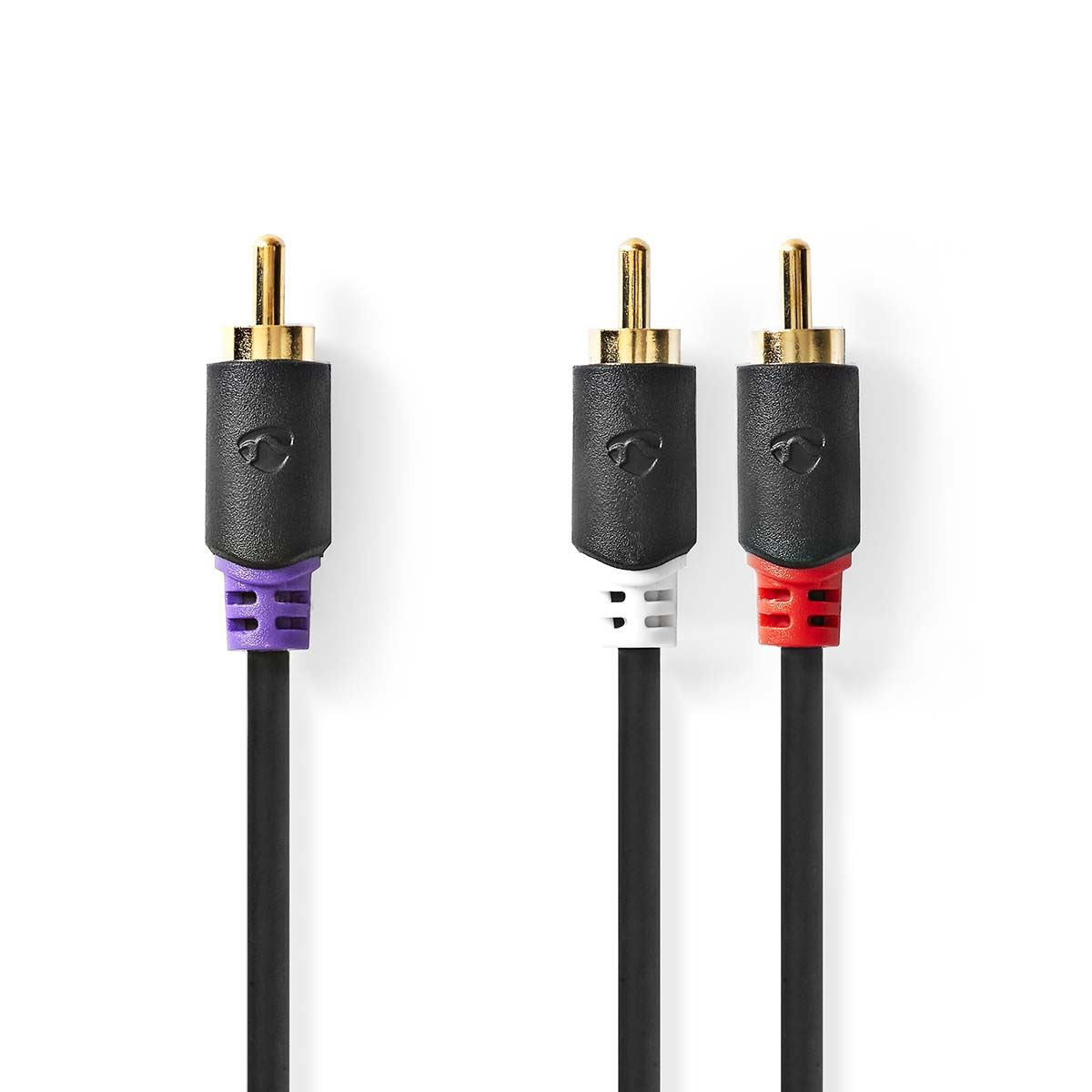 Nedis Subwoofer Cable | RCA Male | 2x RCA Male | Gold Plated | 3.00 m | Round | 4.0 mm | Anthracite | Box