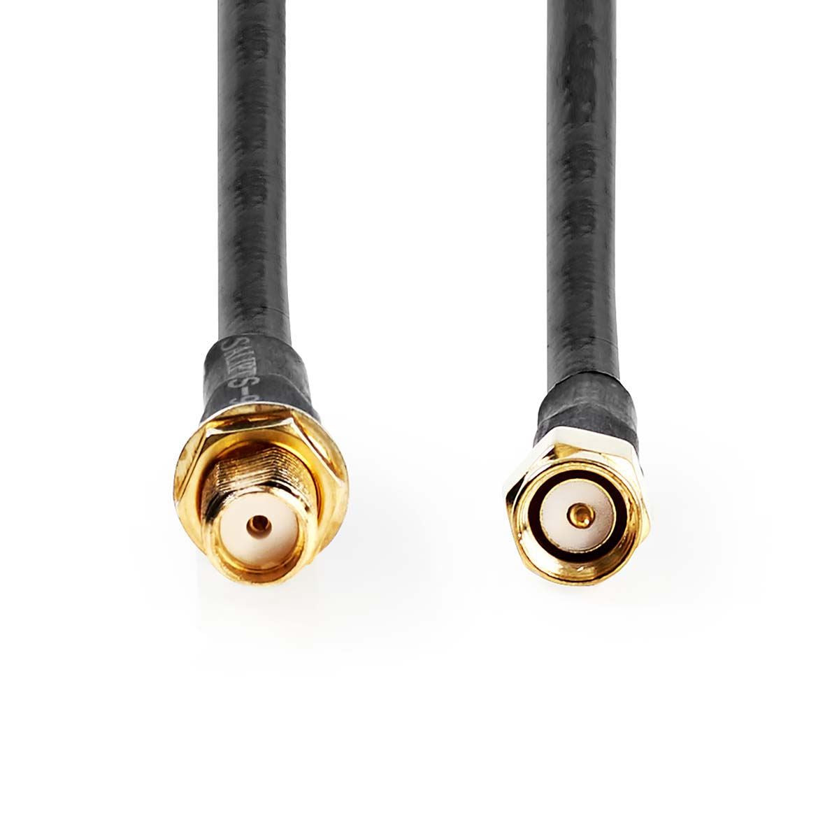 Nedis SMA Cable | SMA Male | SMA Female | Gold Plated | 50 Ohm | Double Shielded | 10.0 m | Round | PVC | Black | Label