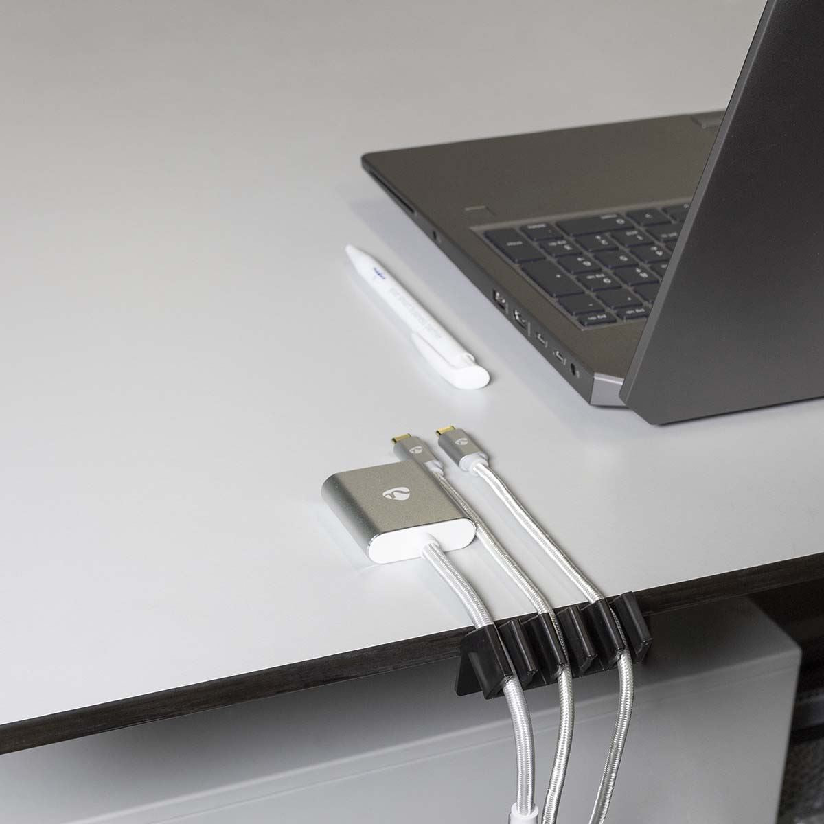 Nedis Cable Management | Cable Clip | Click and Go | 2 pcs | Number of slots: 5 Slots | Maximum cable thickness: 7.1 mm | Polypropylene | Black