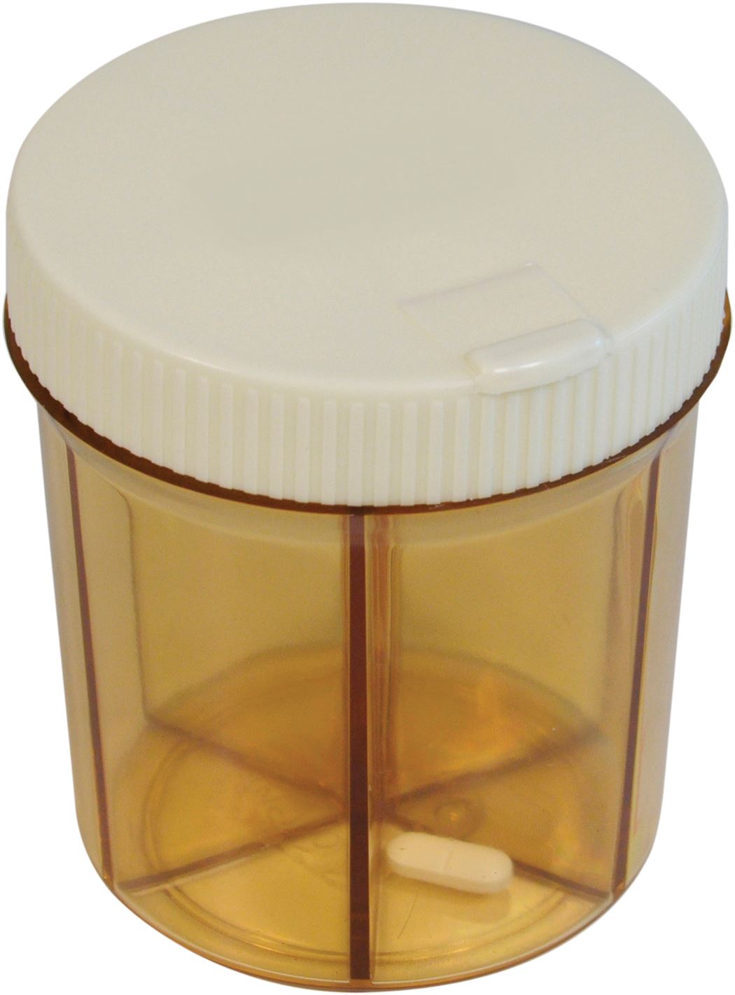 6 Section Pill Dispenser Tablet Box Organiser, Rotating top and Flip Up Lid Transparent Design Specifically Designed for Larger Tablets and Vitamins Medication Management Weakened Grip Friendly