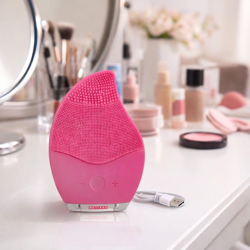 MELISSA Ultrasonic Silicone Facial Cleansing Brush for Sensitive Skin 5 Modes & IPX5 Waterproof, Electric Face Scrubber & Massager for Deep Pore Cleaning and Blackhead Removal