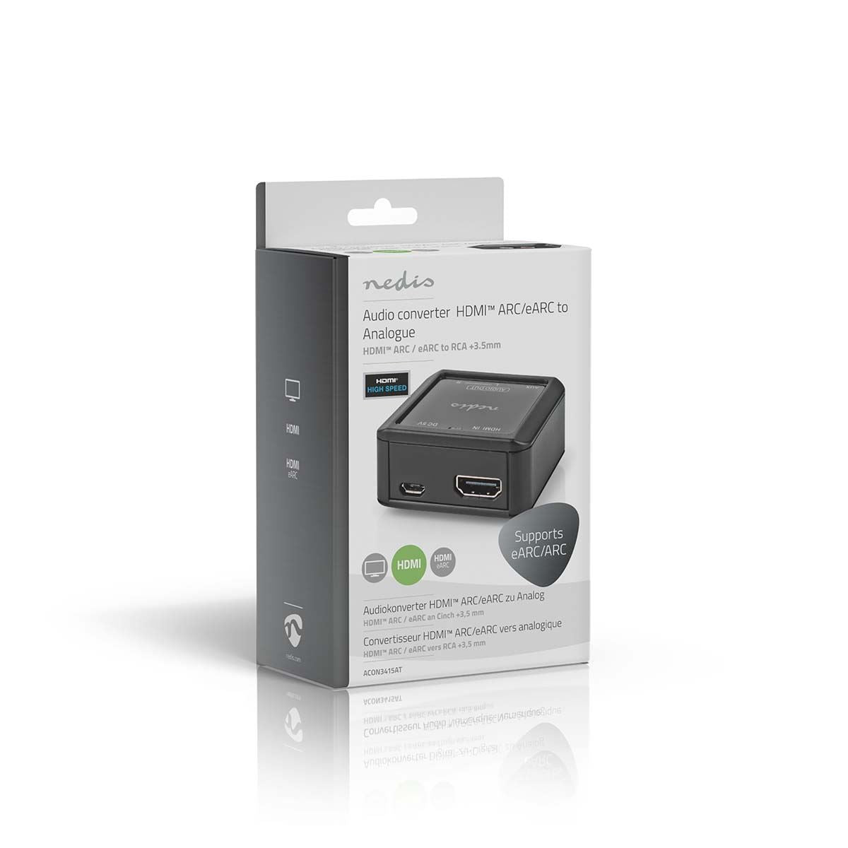 Nedis Digital Audio Converter | 1-way | Connection input: HDMI™ Input to Connection output: 2x (2x RCA Female) / 3.5 mm | Automatic | Anthracite