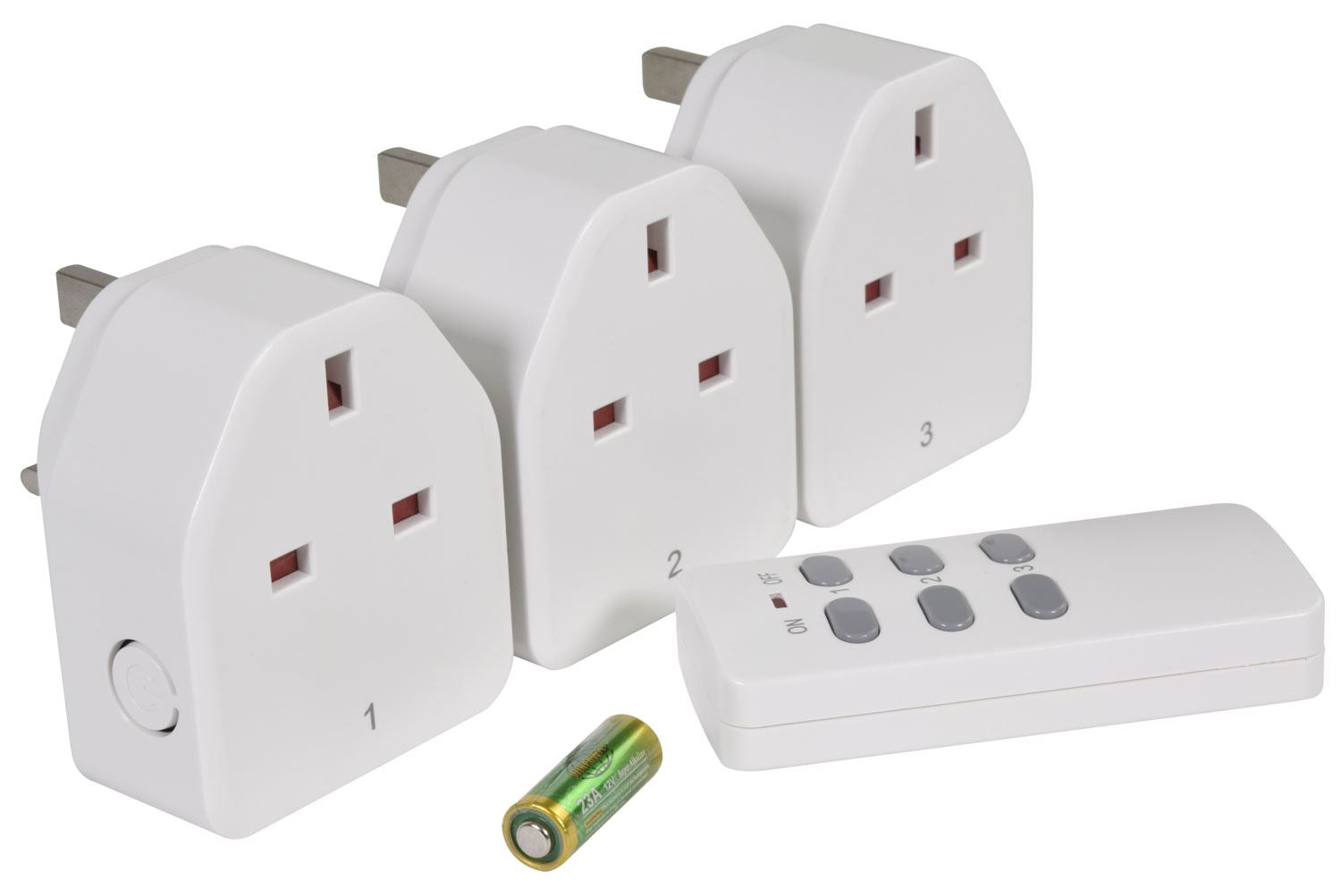 Mercury 3x Wireless Remote Control Gang Outlet Mains Sockets Programmable
