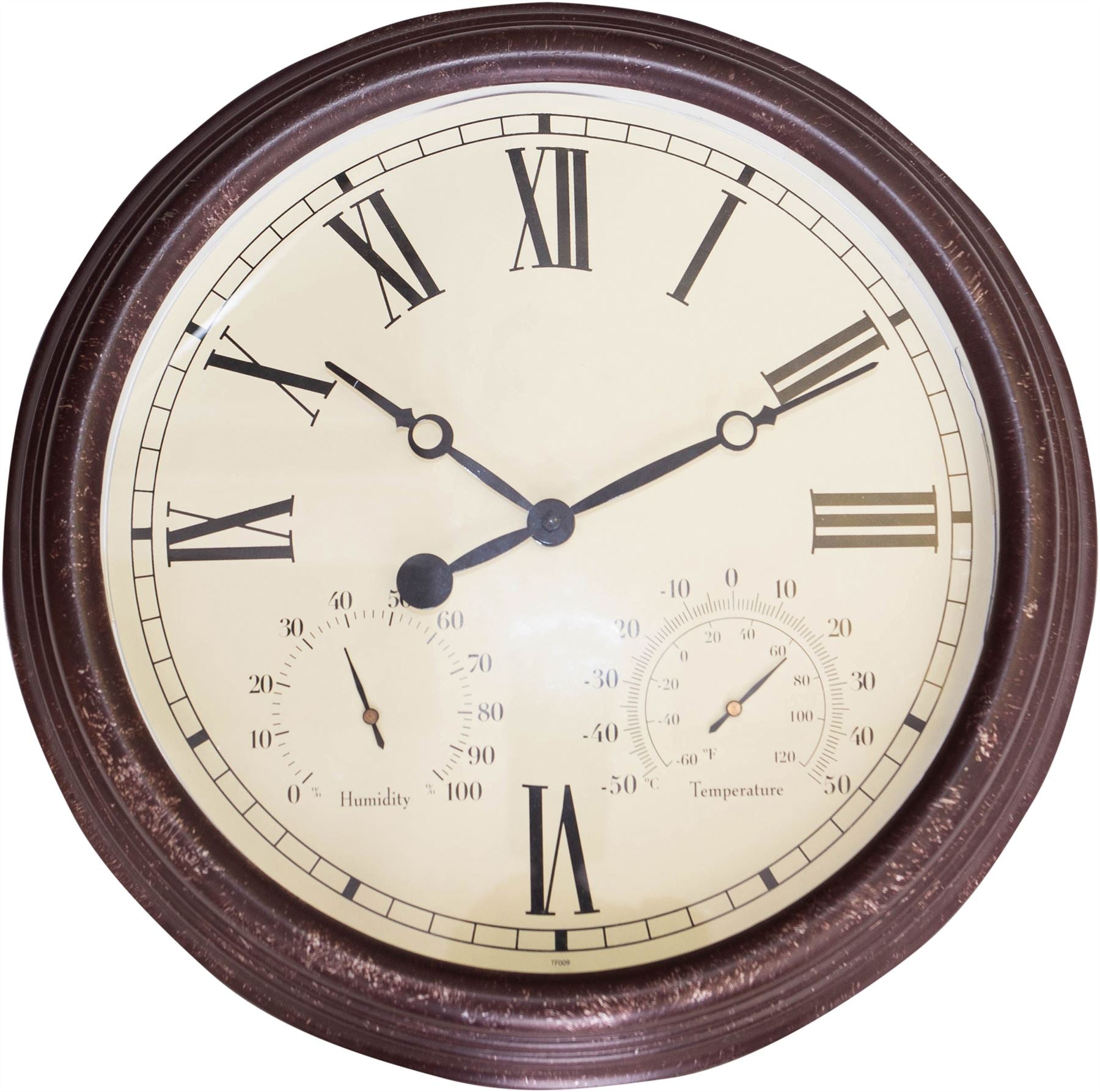 Vintage Style 15" Outdoor and Indoor Garden Wall Clock with Thermometer and Humidity Hygrometer - Antique Copper