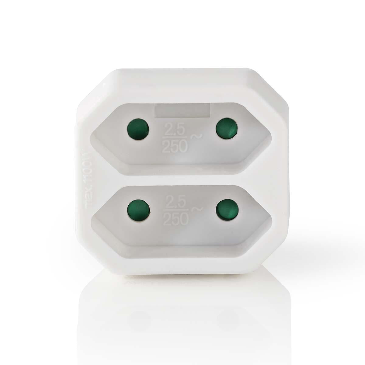 Nedis Power Socket Splitter | Type F (CEE 7/7) | 250 V AC 50 Hz | Type C (CEE 7/16) | 250 V AC 50/60 Hz | 2.5 A | 1100 W | White