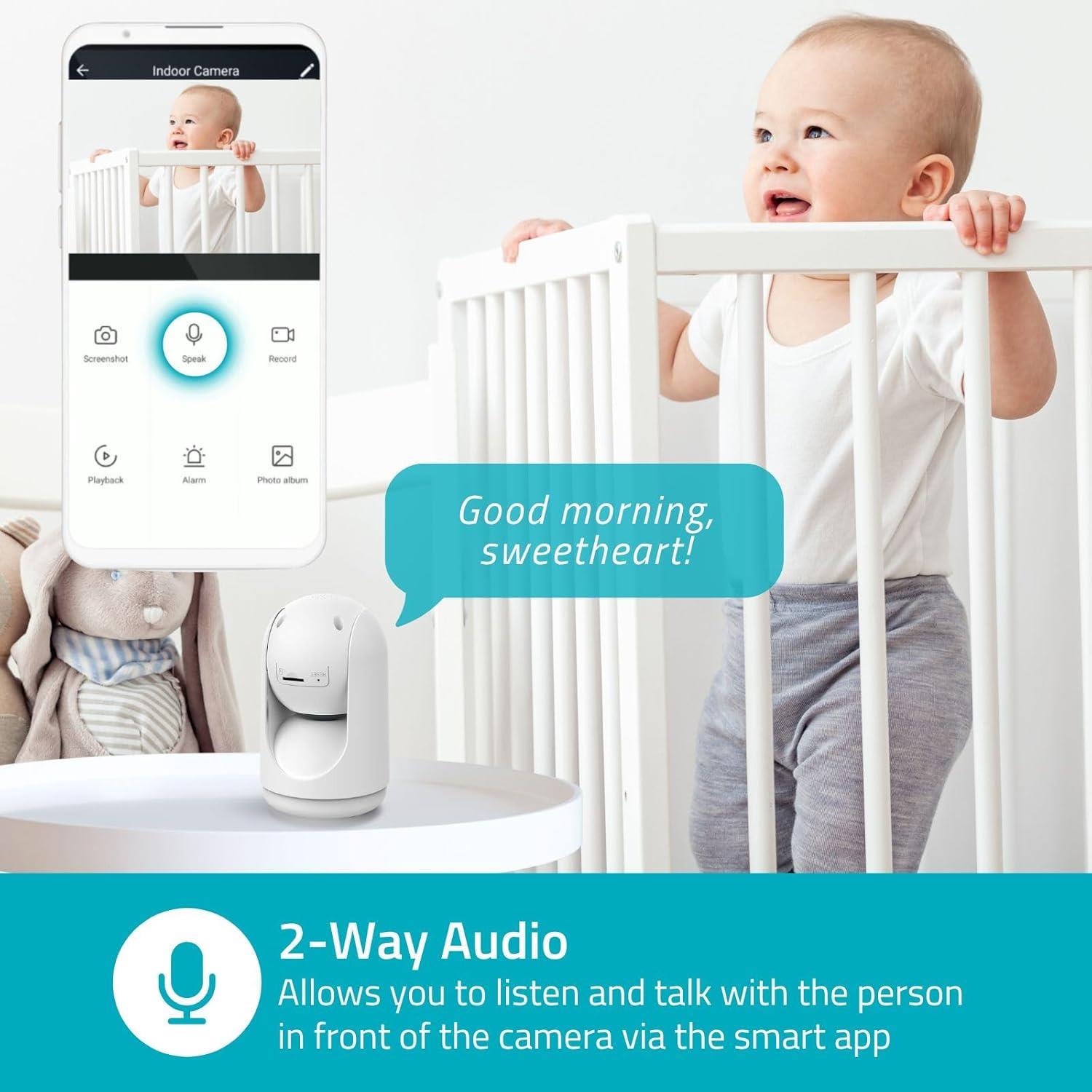 Nedis SmartLife Indoor Camera | 3MP Full HD 1296p | Pan tilt | Cloud Storage (optional) / microSD (not included) | With motion sensor | Night vision | White