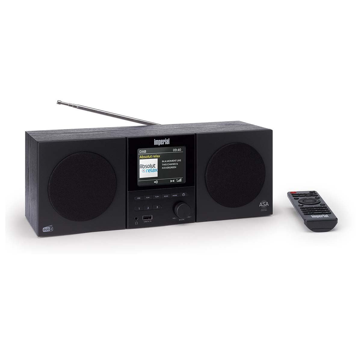 Imperial DABMAM 220BK Compact DAB+, FM Stereo Radio with Bluetooth Speaker & Remote Control - Black