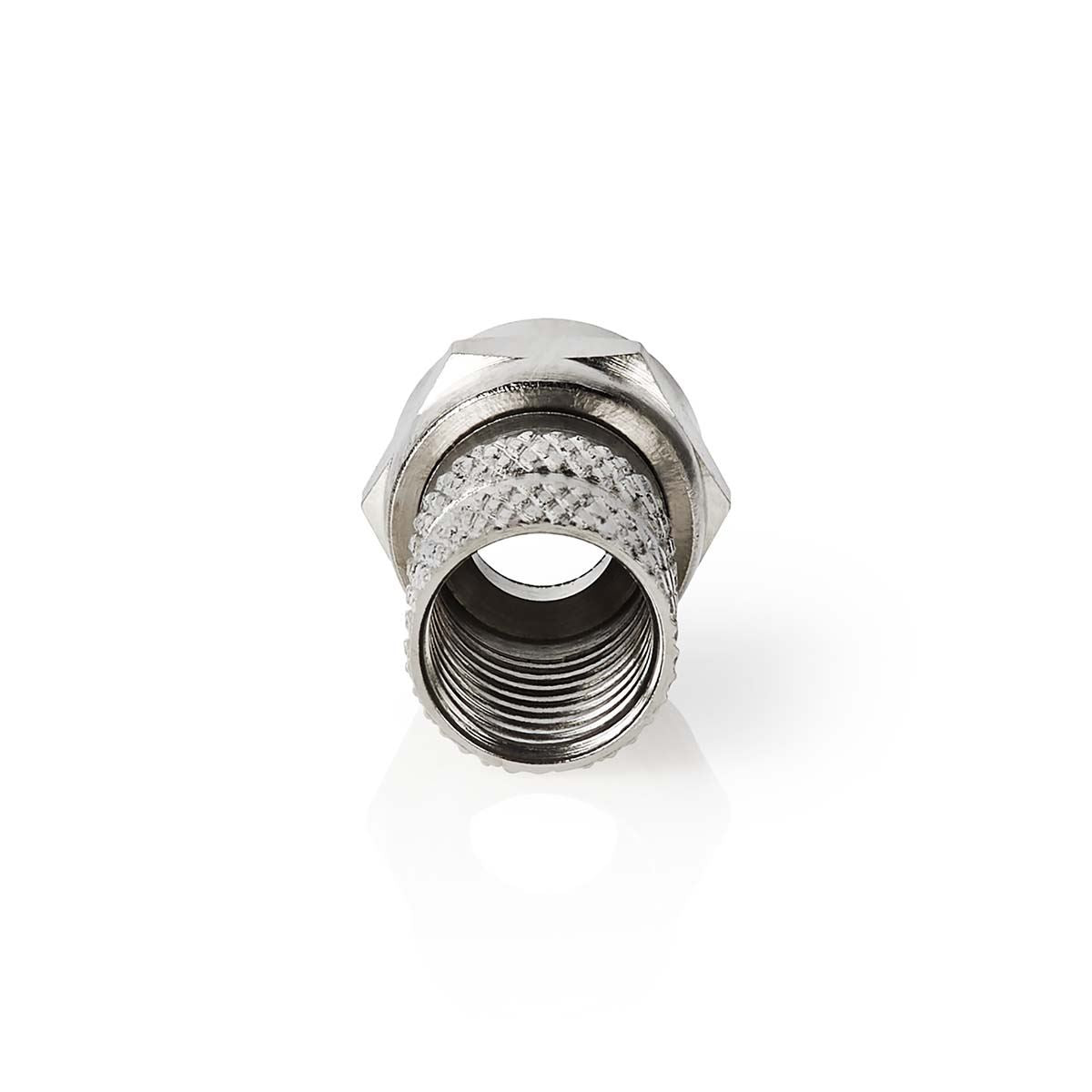 Nedis F-Connector | Straight | Male | Nickel Plated | 75 Ohm | Twist-on | Cable input diameter: 7.0 mm | Zinc Alloy | Silver | 5 pcs | Box