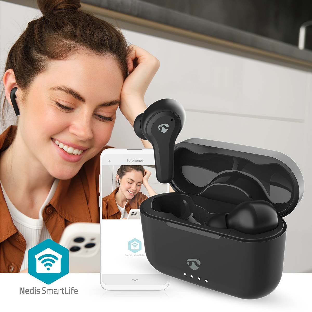 Nedis Fully Hybrid ENC + ANC Wireless Bluetooth® In-Ear Earphones ® Touch Control