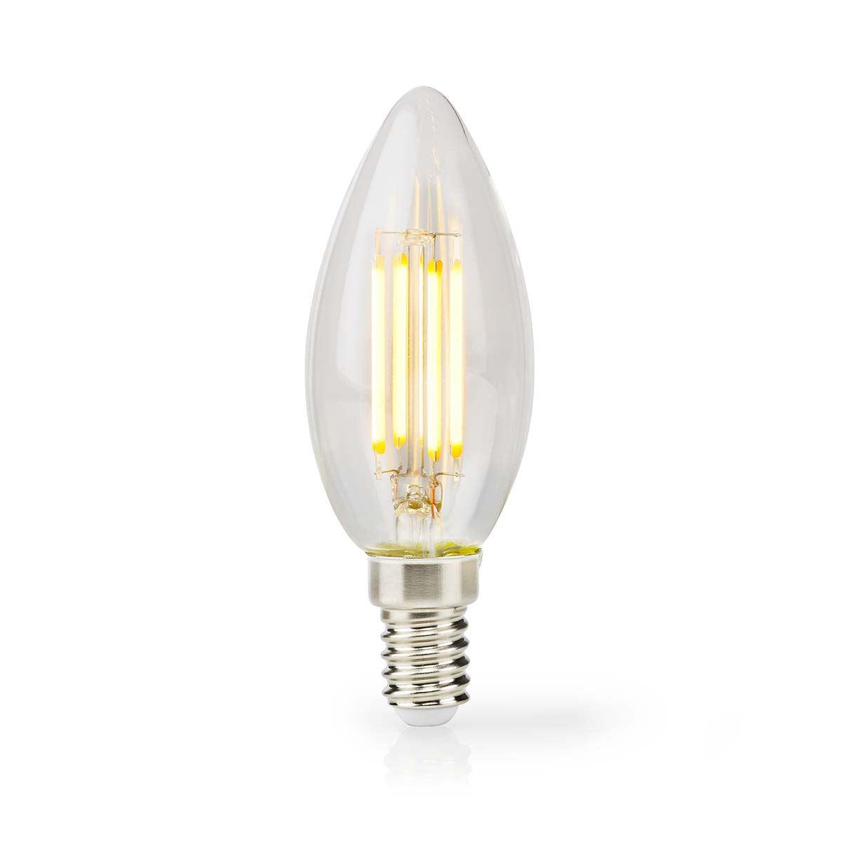 Nedis LED Filament Bulb E14 | Candle | 4.5 W | 470 lm | 2700 K | Dimmable | Warm White | Retro Style | 1 pcs | Clear