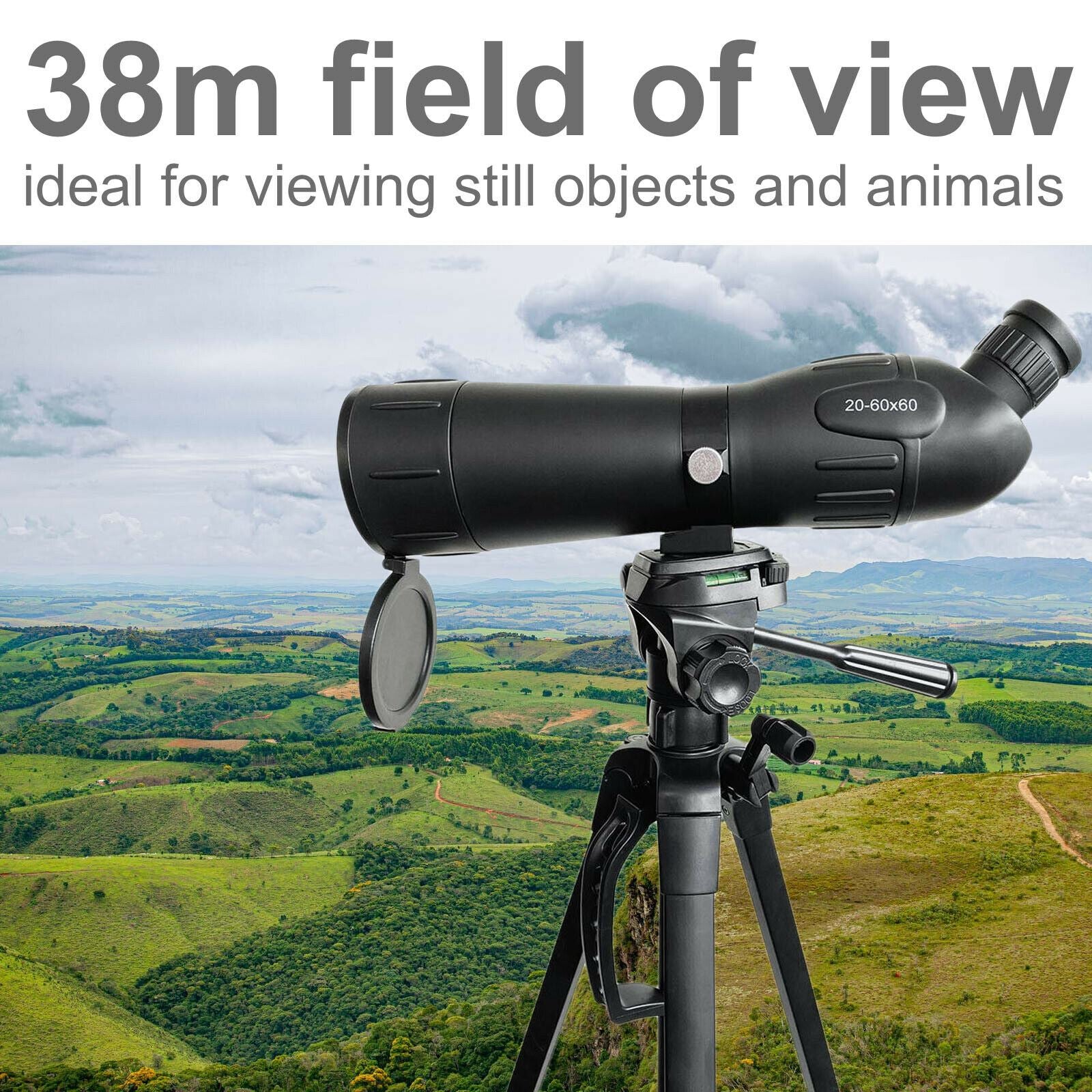 Nedis Spotting Scope | Magnification range: 20-60 | Objective lens diameter: 60 mm | Field of view: 38 m | Dioptric correction | Travel bag included | Black