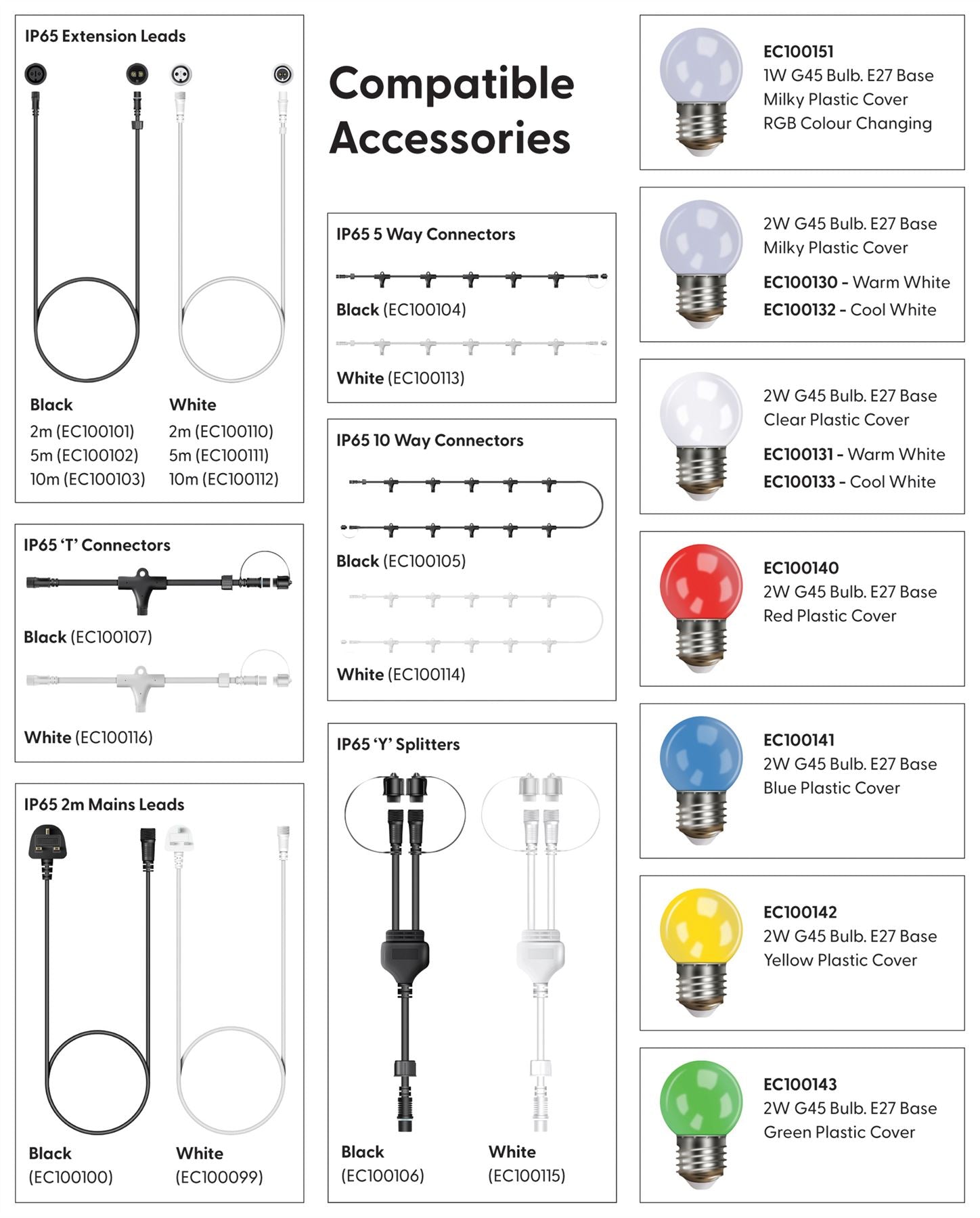 10m 20 Light Easy-Connect Festoon Interconnectable Lighting Black Rubber Cable