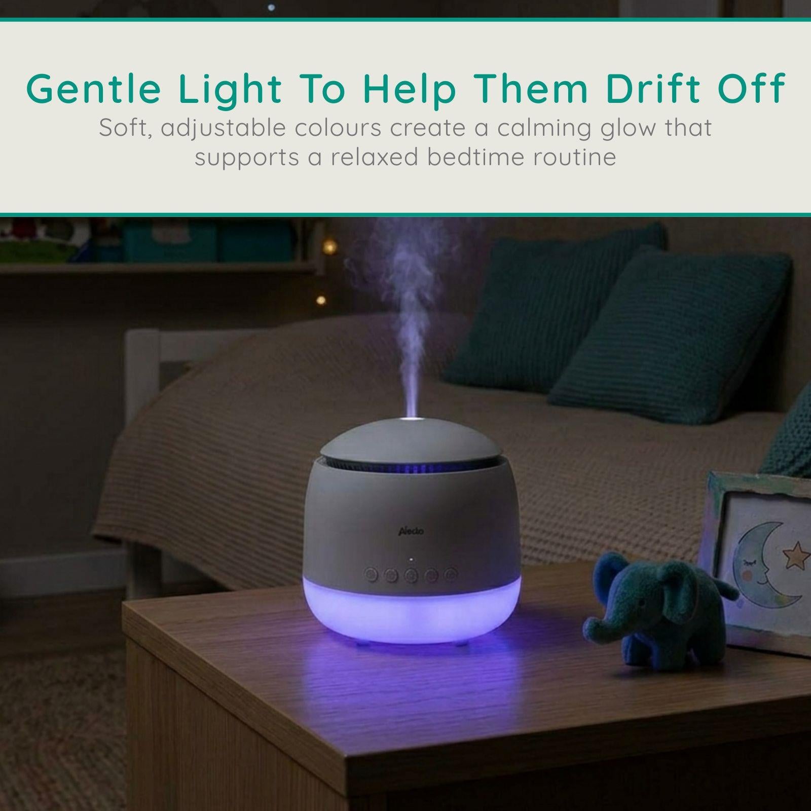 Alecto Baby Ultrasonic Aroma Diffuser, Scented Vaporizer Humidifier, Ｑuiet Diffuser With Timer Settings, Waterless Auto-Off & Night Light Projector