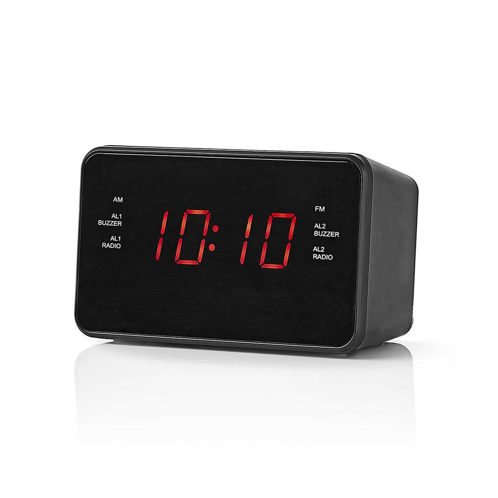 Nedis Digital Alarm Clock Radio | LED | 3.5mm Aux Input | AM / FM | Snooze function | Sleep timer | 2 Alarms | Black
