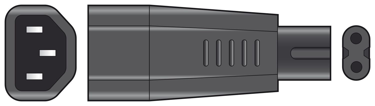 Mercury IEC 320 C14 Male to IEC 320 C7 Female Fig8 Adapter C14 to C7