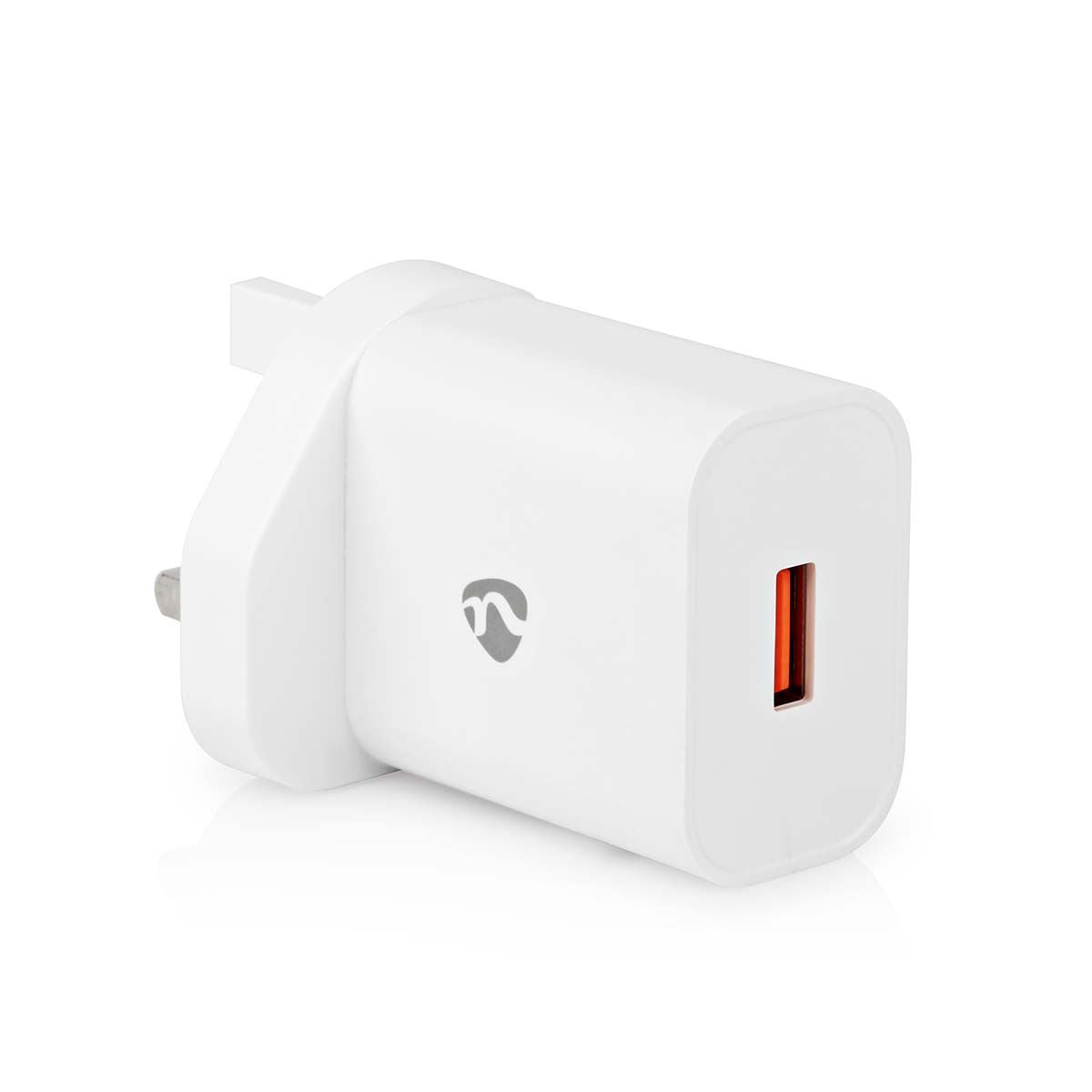 Nedis Wall Charger | 18 W | QC3.0 | Quick charge feature | 3.0 A | Number of outputs: 1 | USB-A | Automatic Voltage Selection | White
