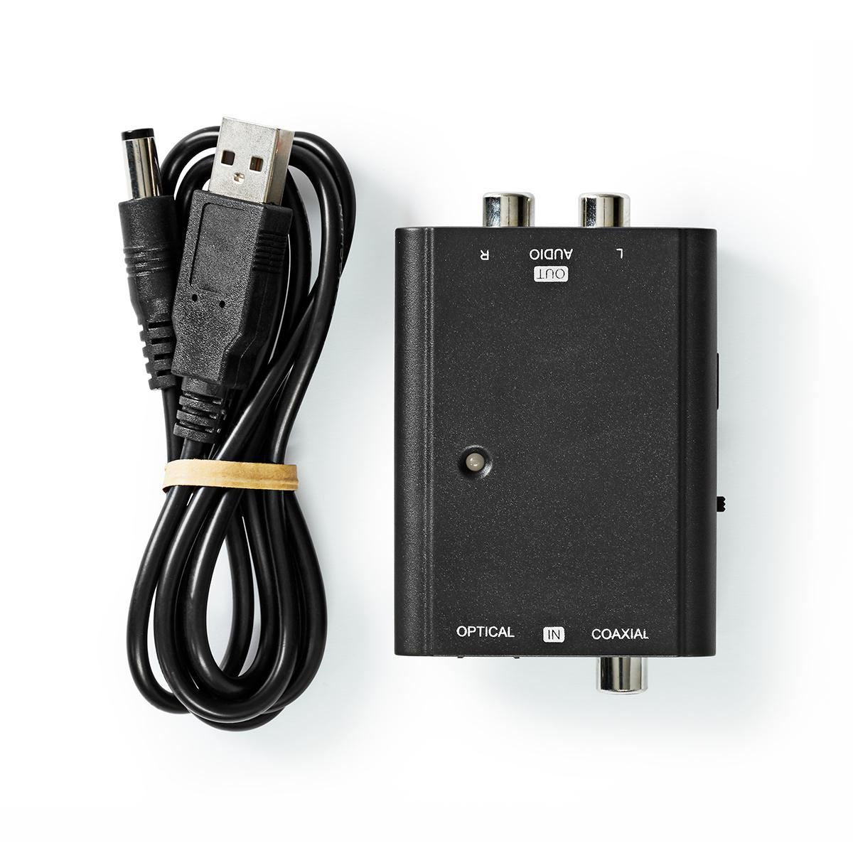 Nedis Digital Audio Converter | 2-way | Connection input: 1x S/PDIF (RCA) Female / 1x TosLink Female to Connection output: 2x RCA Male | Manual | Black