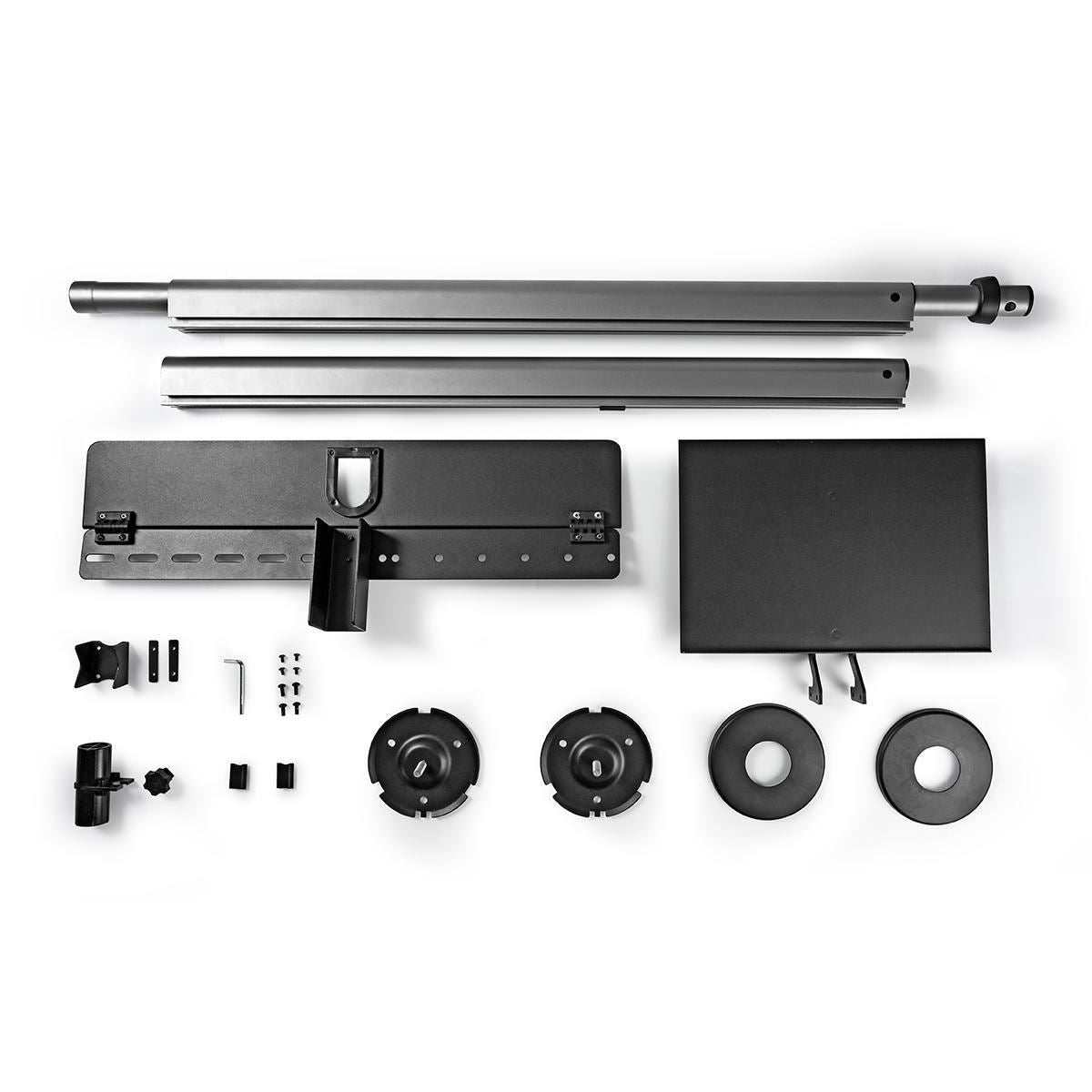 Nedis Floor-to-Ceiling TV Stand, Adjustable Height, Suitable for 37"-70" Screens, Max. 30kg Weight, 360� Swivel, VESA Compatible - Black/Silver