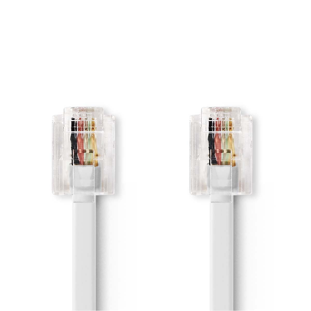 Nedis Telecom Cable | RJ11 Male | RJ11 Male | 10.0 m | Cable design: Flat | Gold Plated | Cable type: RJ11 | White | Box