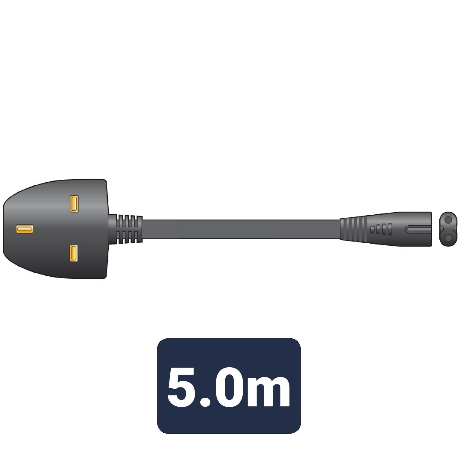 Mercury Power Cable | UK Male | IEC-320-C7 | Straight | Nickel Plated | 5.00 m | Round | PVC | Black