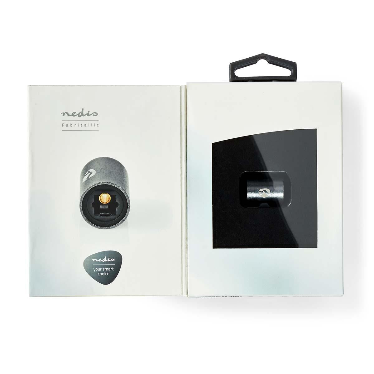 Nedis TosLink Adapter | TosLink Female | TosLink Female | Straight | Metal | Gun Metal Grey | 1 pcs | Box