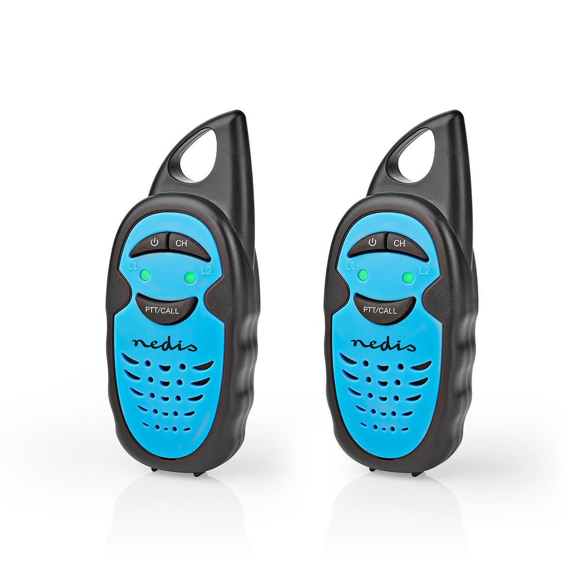 Nedis Walkie Talkies for Adults Long Range Two Way Radios - PMR Walky Talky PTT VOX Easy to Use 3 Ch | 3km | 3 Hour | Black / Blue