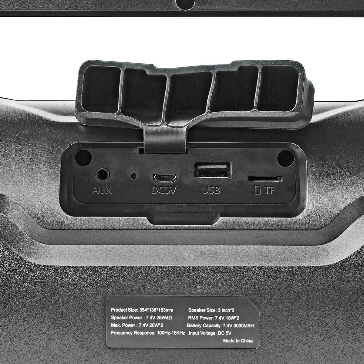 Nedis Bluetooth® Party Boombox | 6 hrs | 2.0 | 80 W | Media playback: AUX / Micro SD / USB | IPX5 | Linkable | Carrying handle | Party lights | Black