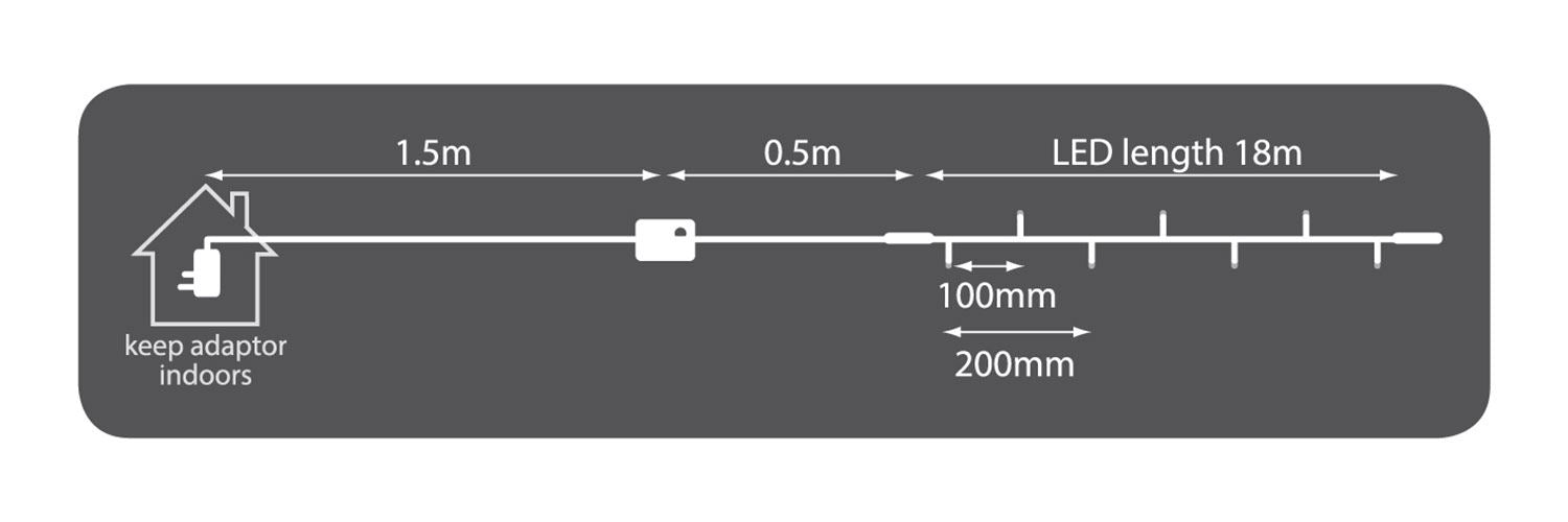 Lyyt 180 LED 18m Lyyt-Link Heavy Duty LED String Lights [Linkable] with controller - Warm White