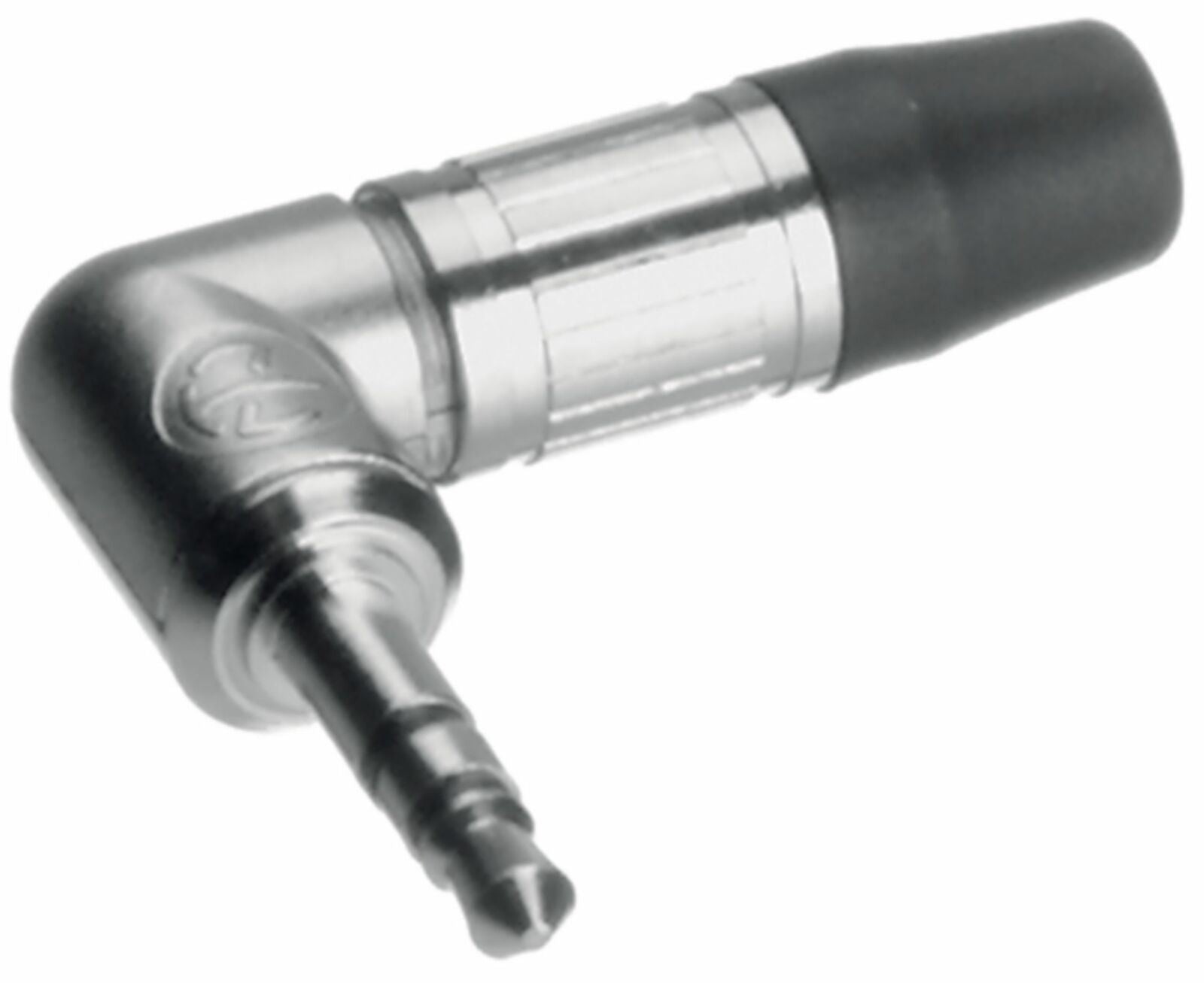 Neutrik 3 pole 3.5 mm audio plug, solder termination, chuck type strain relief, bushing, nickel housing, nickel contacts