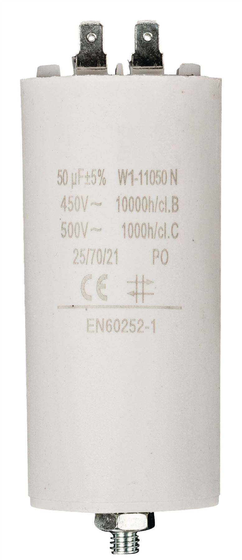 Nedis Capacitor 50.0uf / 450 v + Aarde, Motor Start Run, Cylindrical, White