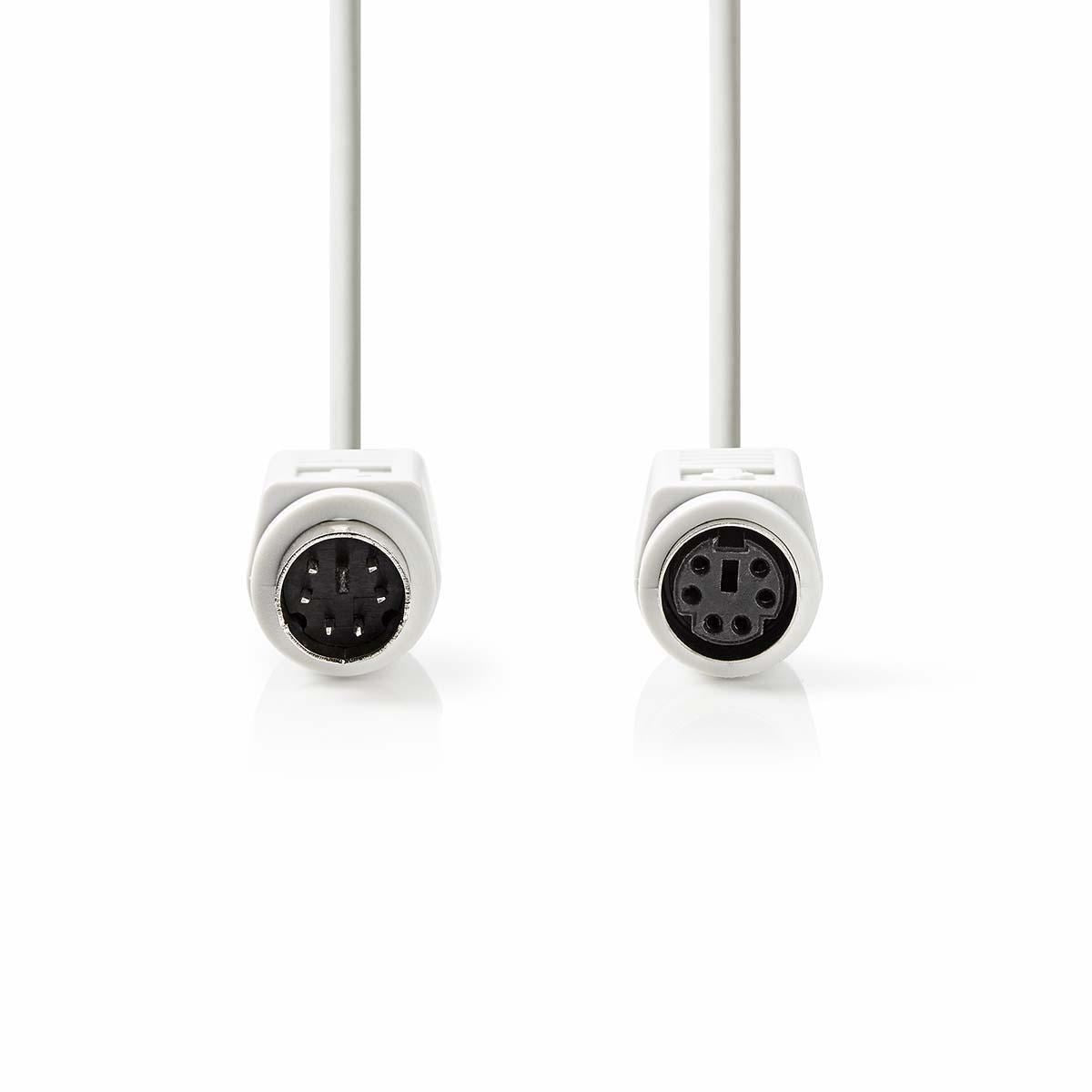 Nedis PS2 Keyboard/Mouse Extension Cable | PS/2 Male | PS/2 Female | Nickel Plated | 2.00 m | Round | PVC | Ivory