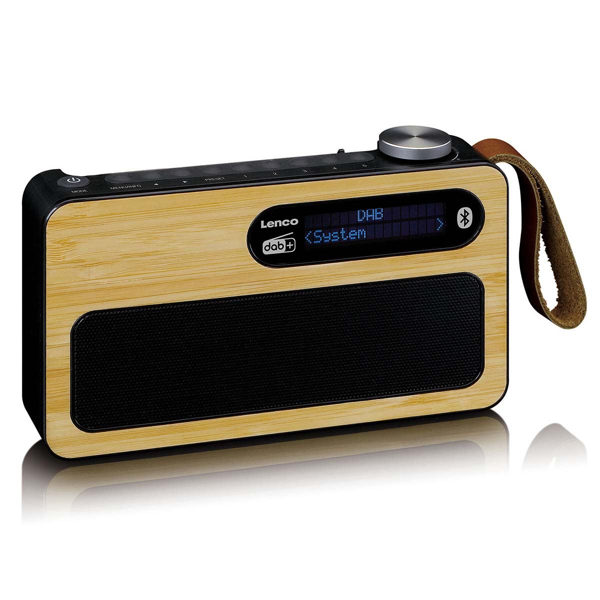 Lenco Portable DAB+ FM Radio with Bluetooth® Speaker | Bamboo & Black