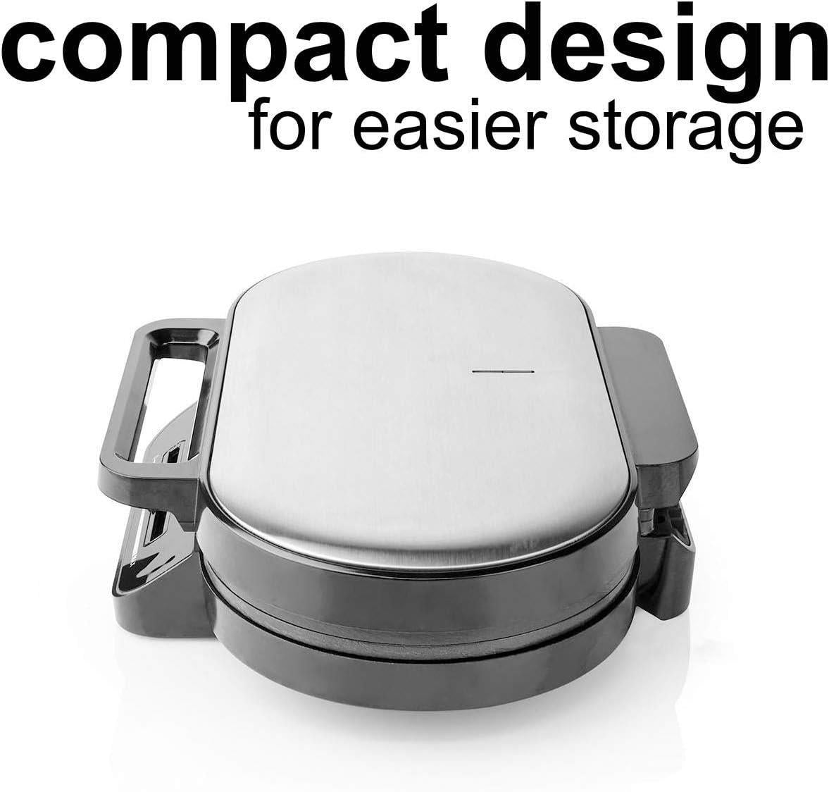 MELISSA Waffle Maker Iron, Double Heart Shape Waffle Machine with Non Stick Plates & Adjustable Temperature Control, 1200W - Black/Silver