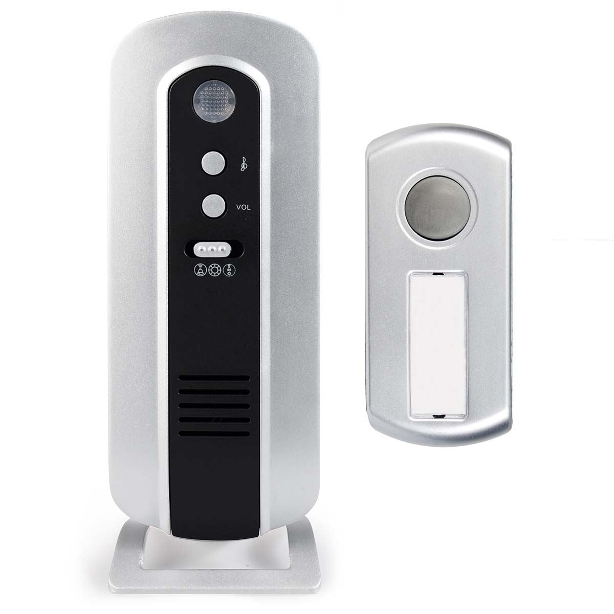 Alecto Wireless Doorbell, Splash-Proof IP44, 30m Long Wireless Range, 36 Chimes, Battery Powered, Volume Adjustable Door Bells Wireless Cordless (Black/Silver)