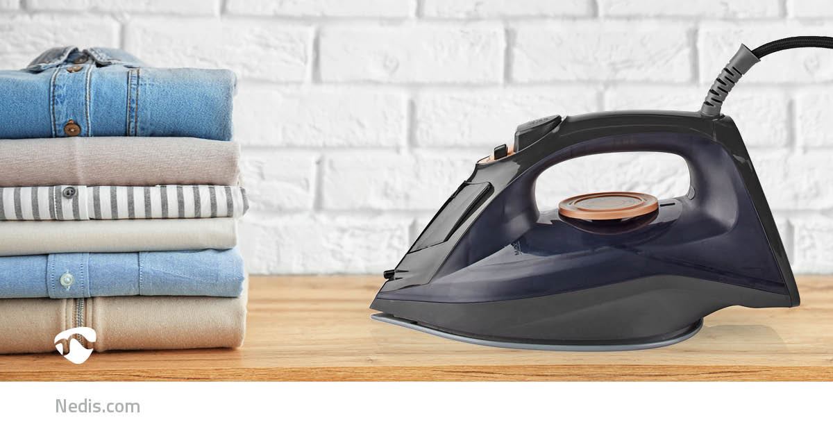 Nedis Steam Iron 2200W, Powerful Fast Heating, Adjustable Steam Control, Vertical Steam Spray Function, Large 220ml Water Tank, Ceramic Soleplate - Purple