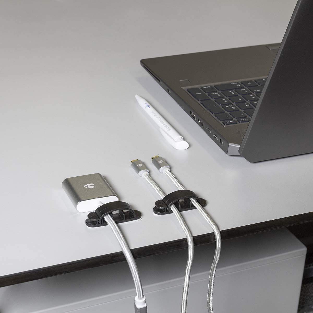 Nedis Cable Management | Cable Clip | Locked | 3 pcs | Number of slots: 3 Slots | Maximum cable thickness: 7.5 mm | Polypropylene | Black