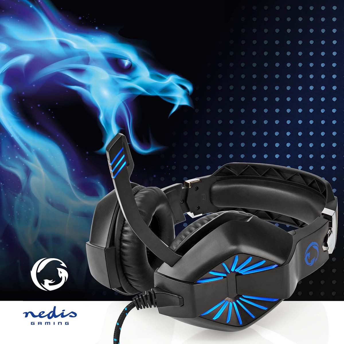 Nedis Gaming Headset | Over-Ear | Stereo | USB Type-A / 2x 3.5 mm | Fold-Away Microphone | 2.20 m | LED